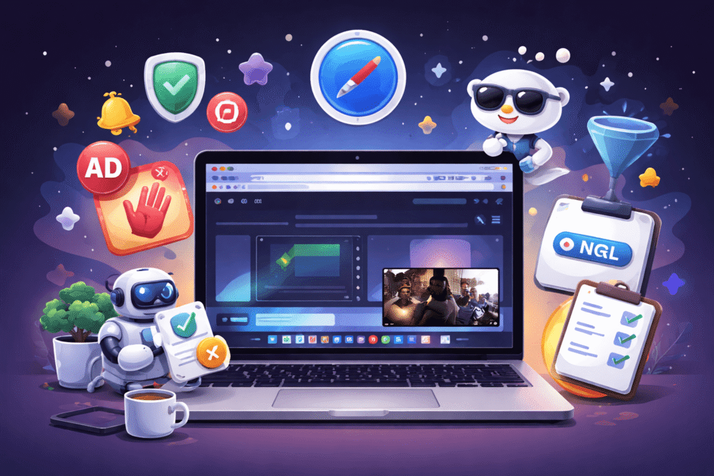 Block ads, enable dark mode, multitask with videos, and streamline your workflow — all within Safari.